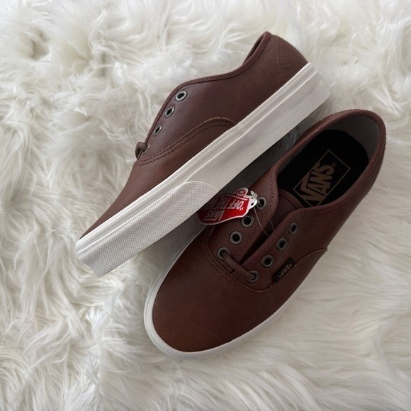 Vans Shoes - Vans Authentic Leather Sneakers Womens Size‎ 5.5 NEW Brown